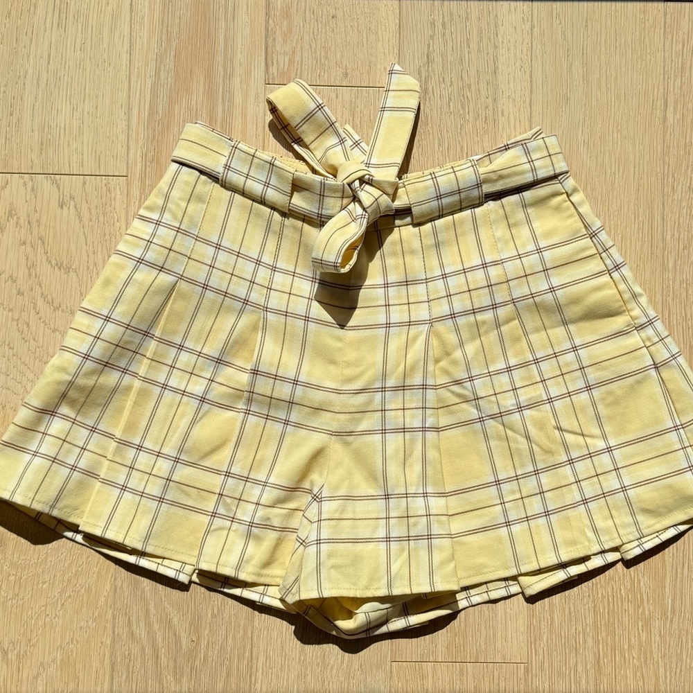 Aritzia Sunday Best Yellow Plaid Waist Skort
